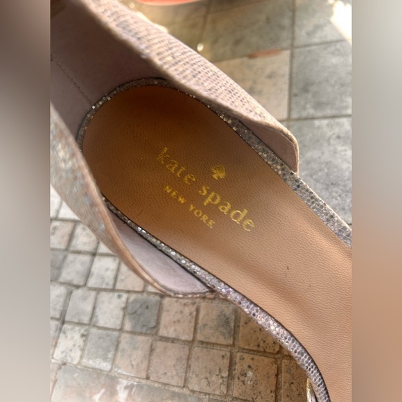 Kate Spade elegant peep toe pumps silver sparkly sz 10 euc - Picture 5 of 5